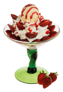 Fresas con nata y helado